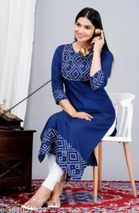 KurtiZone Women Rayon Ethnic Wear for Casual and Festive Occasions Gold Printed Straight Fit Kurti(Black) |Ethnic Kurti for Women|Kurtis & Kurtas |Simple & Party Wear Kurti